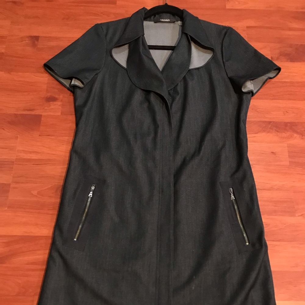 TAHARI Sheath Dark Blue Dress